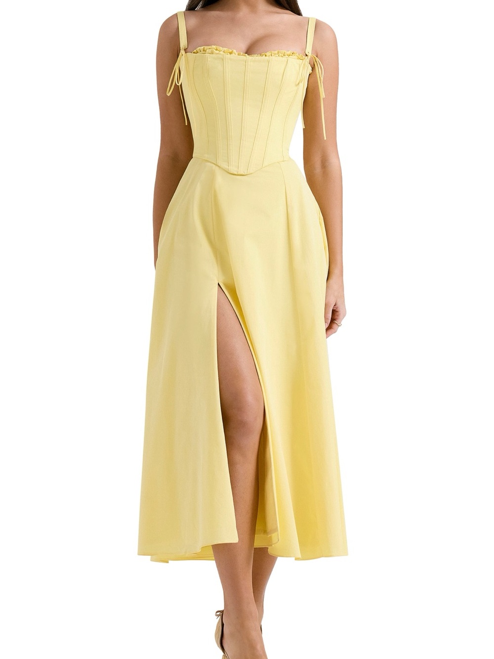 HOUSE OF CB Clarabelle Corset Bodice Pima Cotton Blend Cocktail Dress Size XS